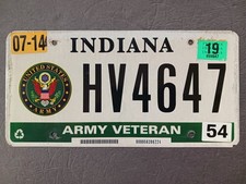 2019 United States Army Veteran Indiana License Plate HV4647