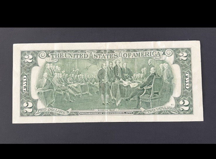ERROR $2 DLL BILL - OVERINK ON SERIAL #: "7", FRB L12, 2013, CIRC.