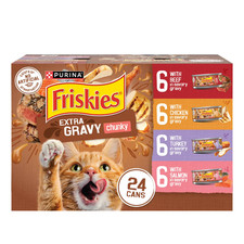 Purina Friskies Extra Chunky Gravy Variety Pack Wet Cat Food 24 Cans 5.5 oz