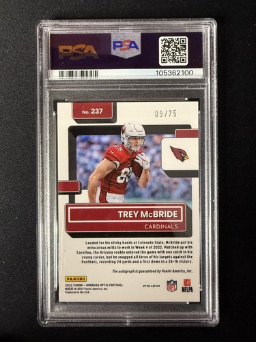 Panini Donruss Optic 2022 Trey McBride /75 PSA9 #237 - Bild 2 von 2