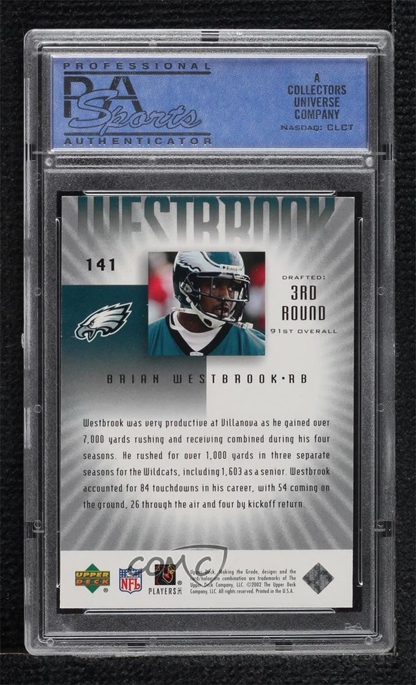 2002 Graded Making the Grade /700 Brian Westbrook #141 PSA 9 MINT Rookie RC - Image 2 of 2