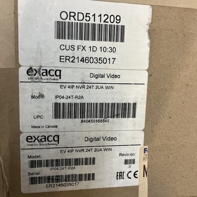 NEW Exacq ExacqVision EV-4IP NVR 24T R2A Server IP04-24T-R2A