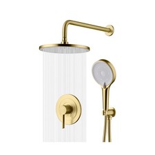 sumerain Rain Shower System with 10 inch Rainfall Shower Head,Brushed Gold Sh...