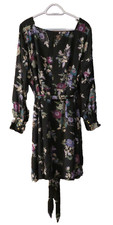 Loft black flower print lined knee length dress, women's size 16 plus, NWT