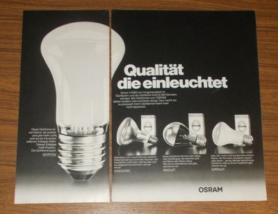 Seltene Werbung OSRAM KRYPTON DEKOLUX CONCENTRA SUPERLUX Glühbirnen 1978