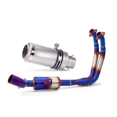 Silvery Exhaust Tips With Blue Header Link Pipe For Suzuki GSX8S GSX8R 2022-2024