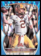 2022 Bowman University Chrome Blue Wave Refractor #11 Tanner Morgan SN 14/199