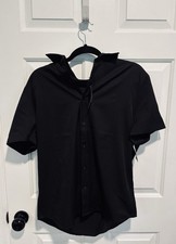 Men s Express Slim Solid Everyday Performance Black Dress Shirt M