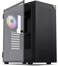 AL800 Mid Tower ATX PC Computer Case - Door Opening Design Tempered Glass, Adjus