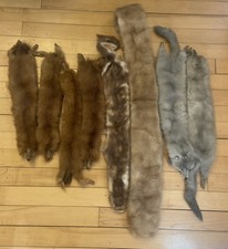 Set Of 8 Gray Brown Mink/Fox Pelts Stole