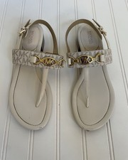 Michael Kors Cream Sandals with Gold Logo Size 7M