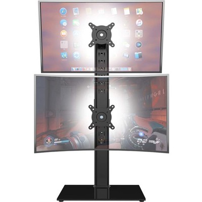 Dual Monitor Stand - Vertical Stack Screen Free-Standing Monitor Riser Fits T...