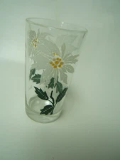 Mid Century Boscul Peanut Butter Glass White Poinsettia Name on Bottom Very Good