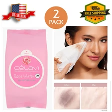 Cleansing Wipes Rose Water (KBEAUTY) 30 SheetsX2 Towelettes by Celavi -US Seller