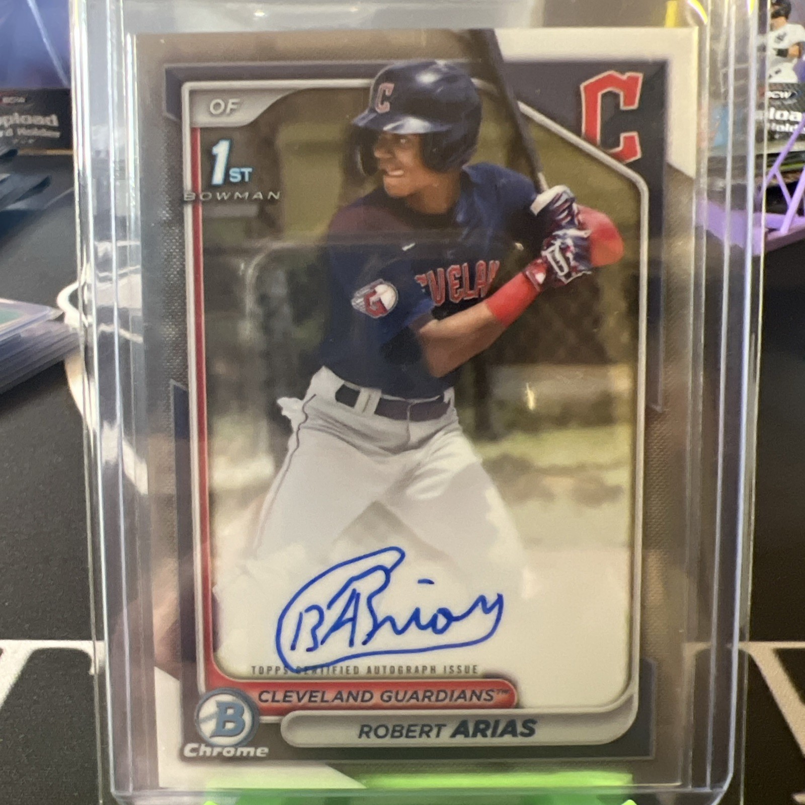 Robert Arias 1st Bowman Chrome 2024 RC Base Auto Guardians Prospect
