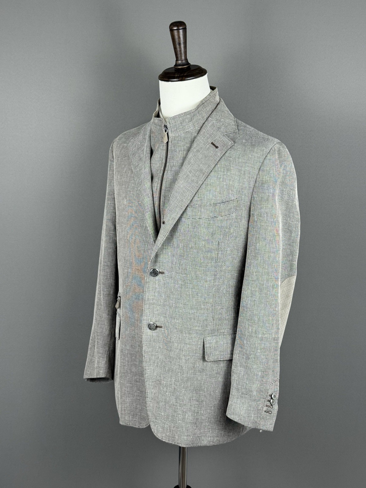 Great Corneliani ID Mens Sport Coat Blazer Wool Lin Silk Suede 44R image 3