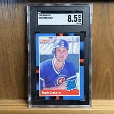 1988 Donruss Mark Grace Rookie Card #40 SGC 8.5 NM-MT++