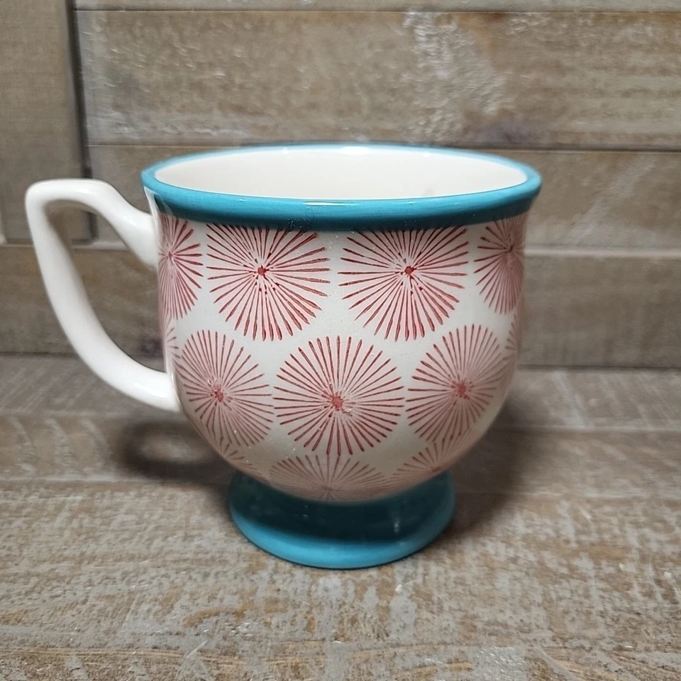 Taza de café con patas The Pioneer Woman "Happiness" roja/turquesa 16 oz repuesto Foto 3 de 4