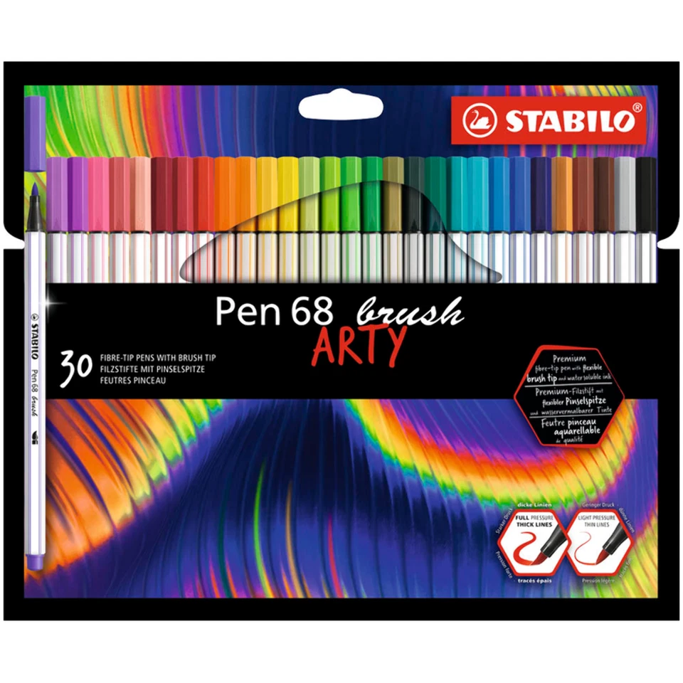 MARKTDISCOUNT STABILO Pen 68 brush ARTY Filzstifte farbsortiert, 30 St.