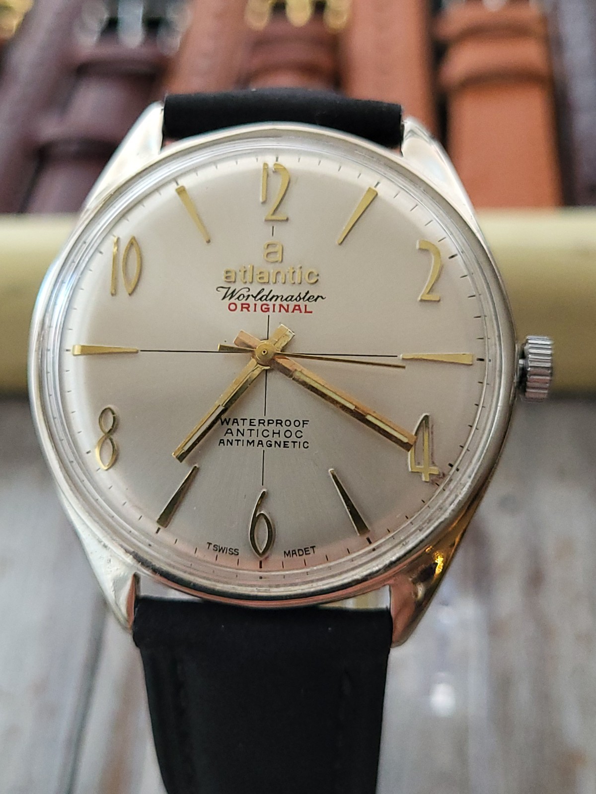 Alantic worldmaster original 37 mm mens vintage watch. image 5