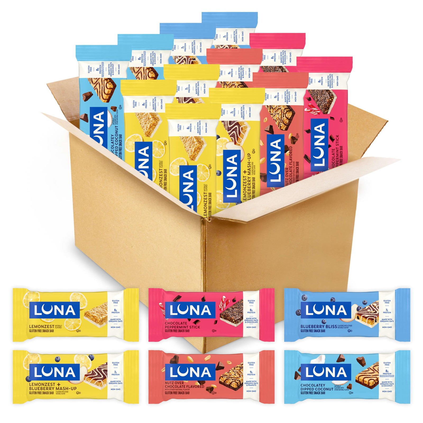 LUNA Bar - Variety Pack - 6 Flavors - Gluten Free Snack Bars - Non-GMO - Prot...
