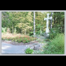 Vintage Postcard Crucifix Sorrowful Mother Shrine Bellevue Ohio Unposted Scenic