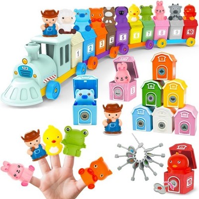 Learning Montessori Toys for Toddlers, Sensory Farm Animals Train Toys with 1...
