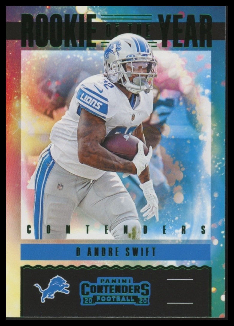2020 Panini Contenders #RY-DAS D'Andre Swift Rookie of the Year Green Foil Lions