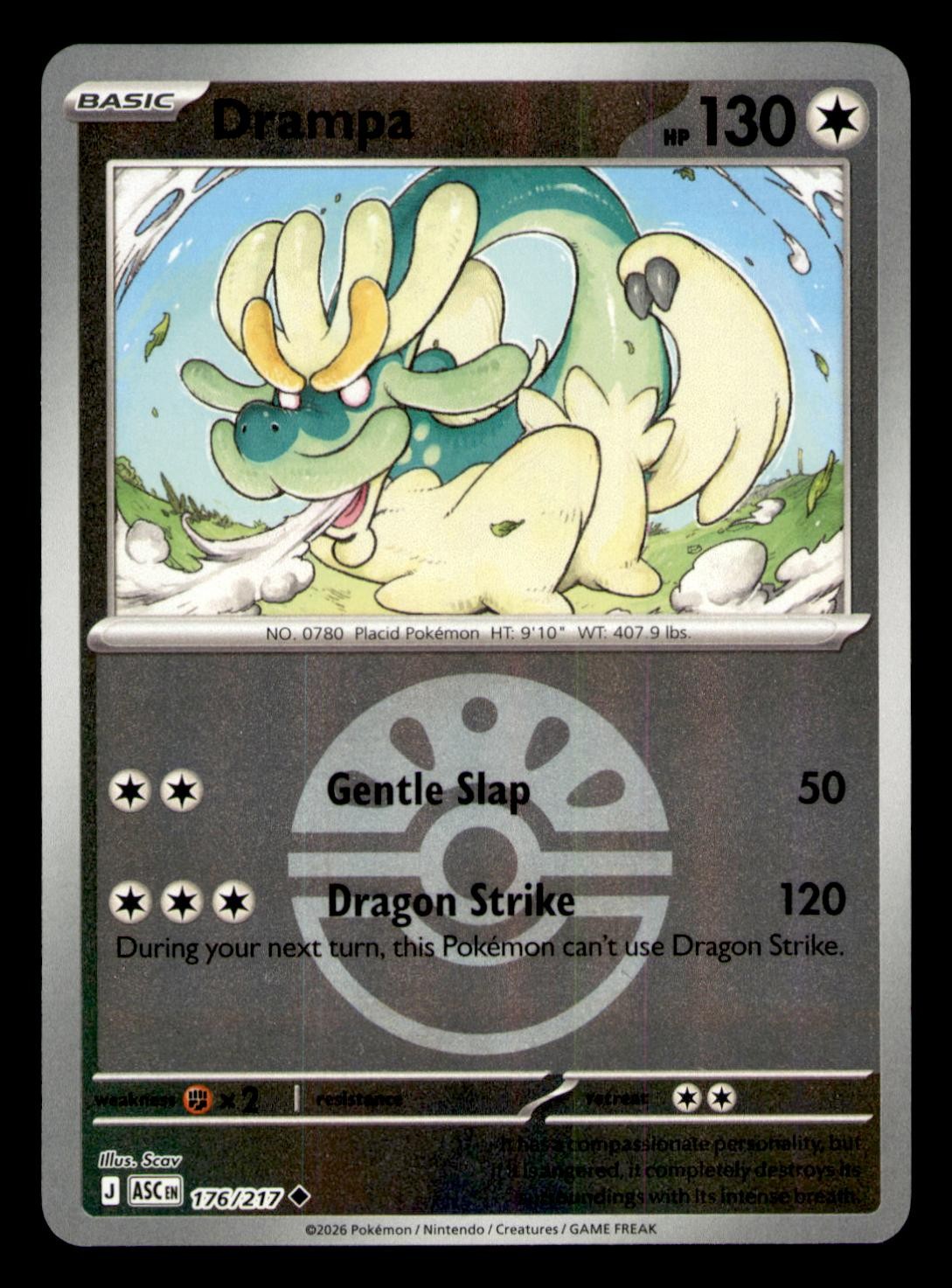 Drampa (Friend Ball) 176/217 Uncommon Ascended Heroes Pokemon Reverse Holo NM