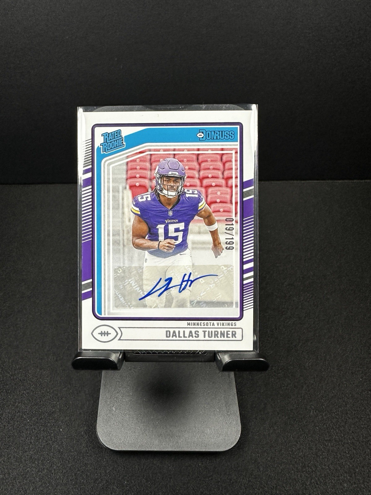 2024 Panini Donruss Football Dallas Turner #331 Rated Rookie Auto /199 Vikings