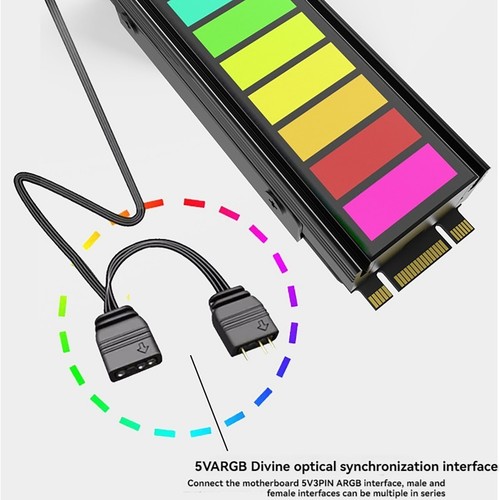 Radiateur SSD M.2 5V 3PIN ARGB Solid State Refroidisseur de disque dur AURA7745 - Photo 8/10