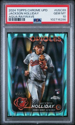 2024 Topps Chrome Update #USC89 Jackson Holliday Aqua Raywave /199 PSA 10