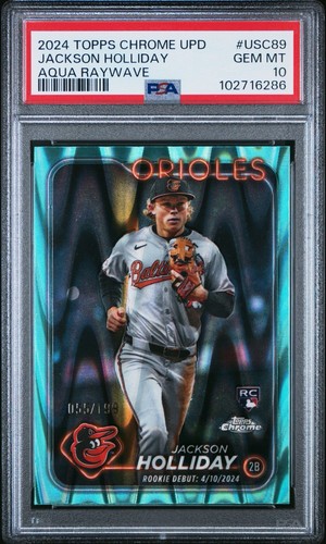 2024 Topps Chrome Update #USC89 Jackson Holliday Aqua Raywave /199 PSA 10