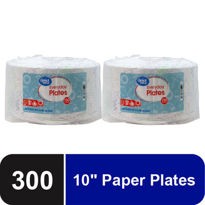 Great Value Everyday Disposable Paper Plate 10'', 300 Count