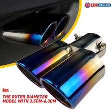 63mm Car Tailpipe Twin Exhaust Tip End Chrome Trim Double Tail Pipe Rear Muffler