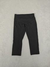 Lululemon Leggings Womens 8 Black Capri Wide Waistband Yoga Running Pocket Gym