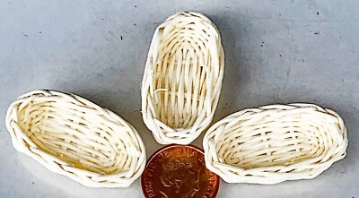 Casa delle bambole cesti in vimini (2) fatti a mano 3,7 cm x 2 cm Fv scala 1:12 tumdee