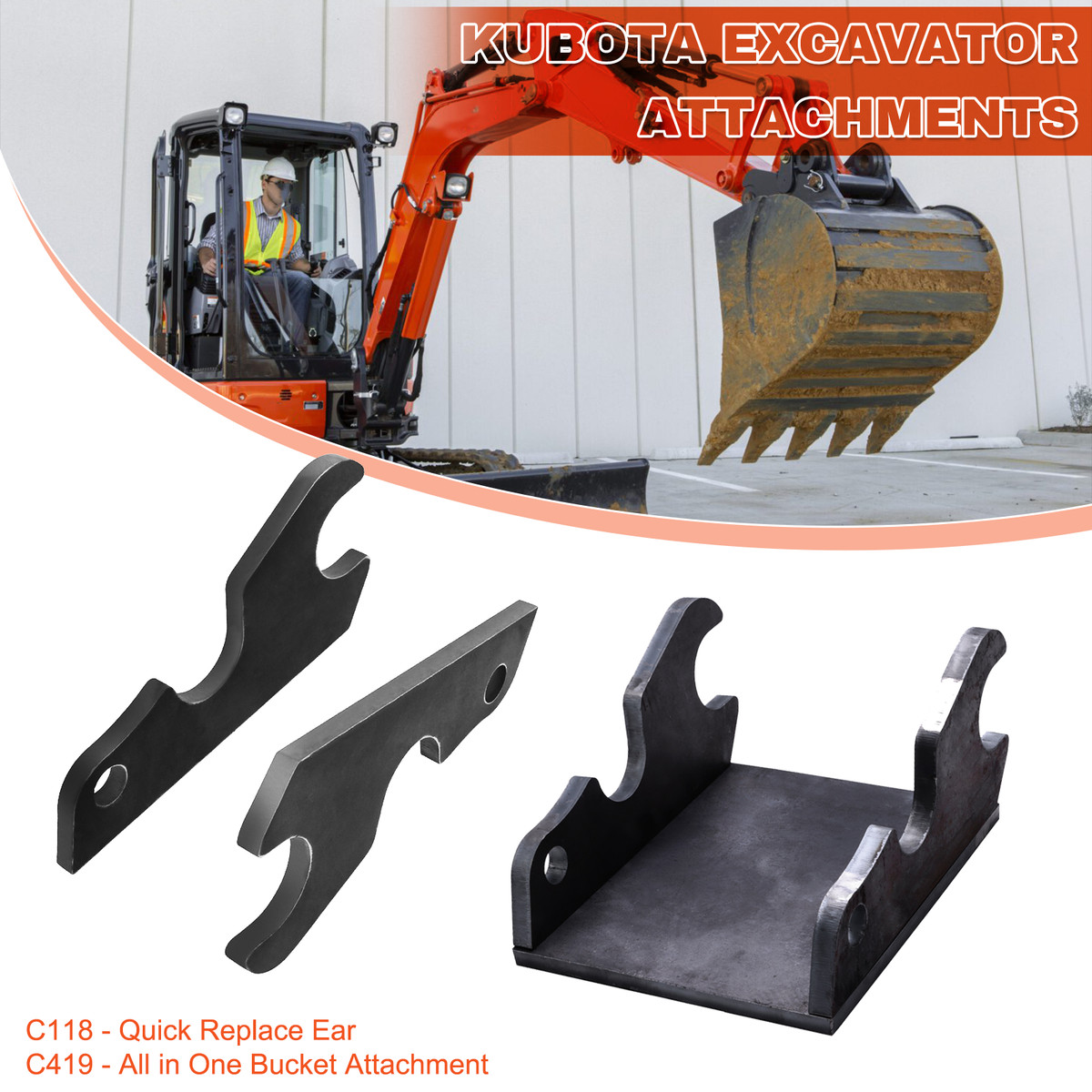 Quick Attach Excavator Bucket Ears for Kubota U35 KX71 KX91 KX121 KX040 KX033