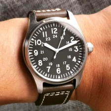 39mm Men's Pilot Watch Diving NH35 200m Waterproof Black Dial Sapphire Crystal