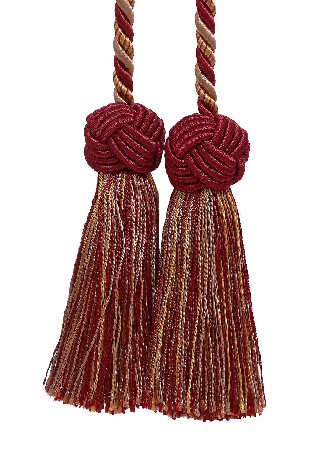 Curtain Tieback, Style# BCT, Color# 8612 - Taupe Burgundy Red [Set of 4]