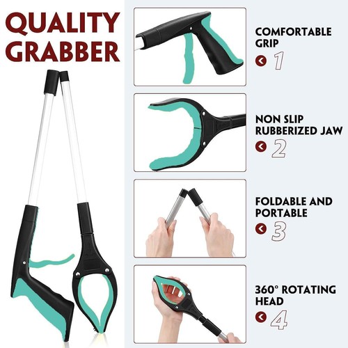 Herramienta de alcance Grabber, agarradores de 32 pulgadas para personas mayores, ligero extra largo Kajlaf - Imagen 2 de 11