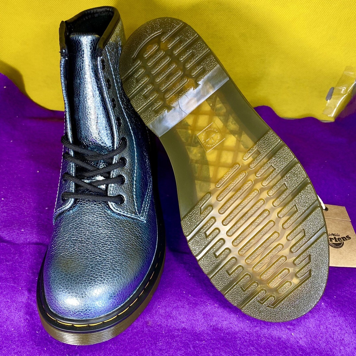 Dr. Martens Glitter J Metallic Blue Lace Up Boots Dr. Martens Glitter J Junior Metallic Blue Lace Up Boots  main image 4