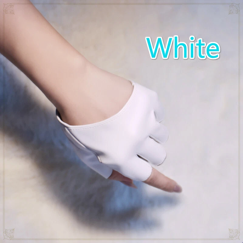 Womens PU Leather Fingerless Gloves Lolita Dance Stage Steampunk Gothic Cosplay - Image 3 of 4