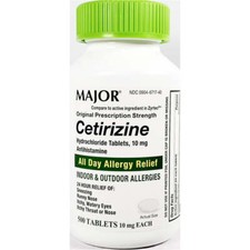 Major 904671740 All Day Allergy Relief Cetirizine 10mg 500 tabs Each 