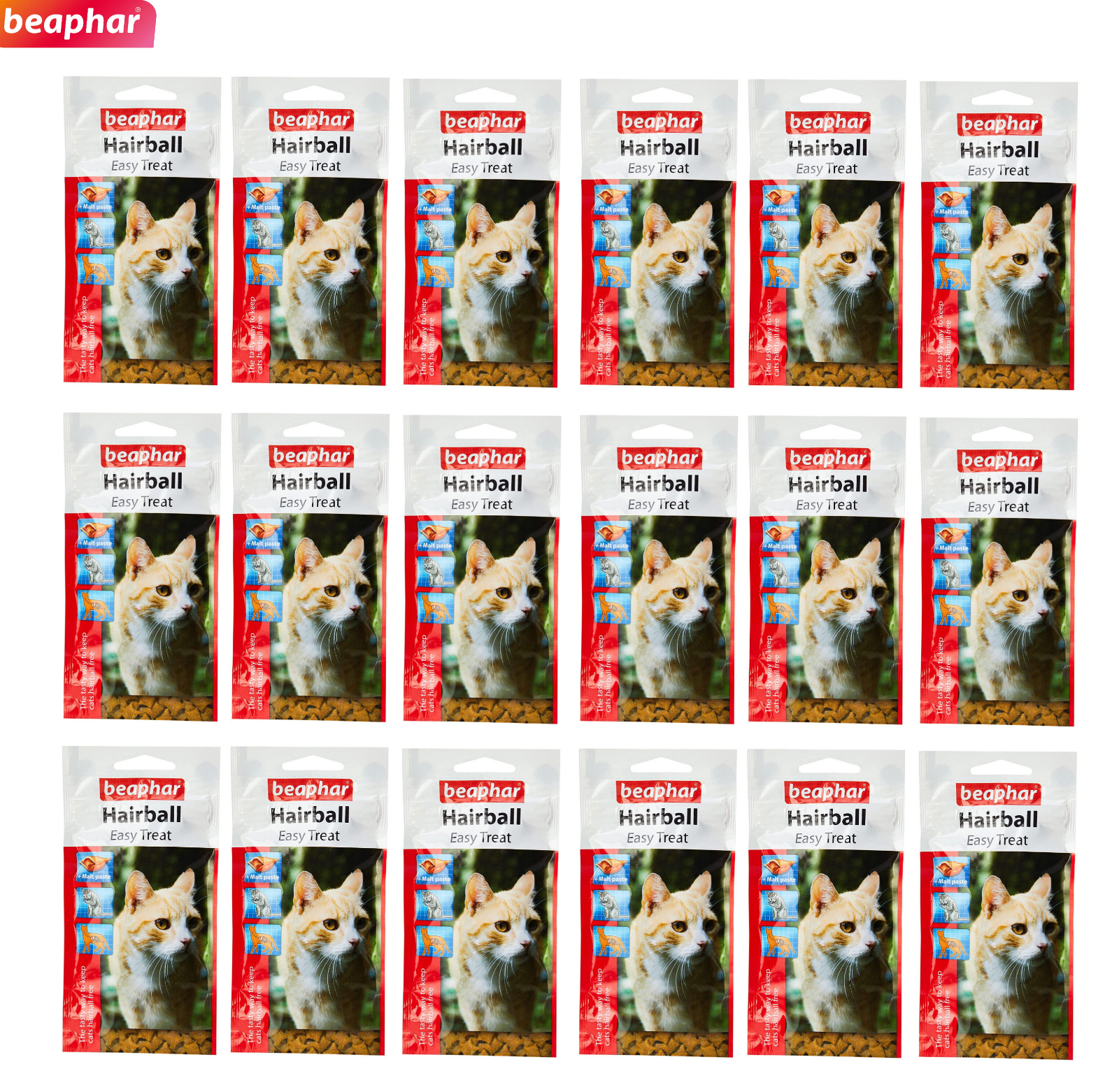 18X BEAPHAR HAIRBALL EASY TREAT CAT TREATS MALT PASTE LONG HAIR BREEDS 35G