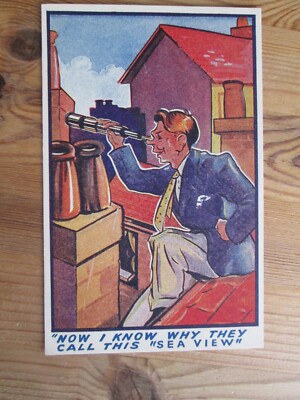 Humor Postkarte ''Jetzt weiß ich warum das den 'Meerblick' nennt'' unbesendet
