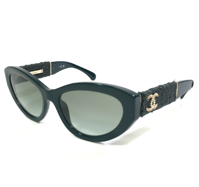 Chanel Sunglasses 5513 c.1459/S3 Green Gold CC Tweed Frames  display picture 3