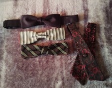 LOT 4 VINTAGE MEN'S BOW TIES CLIP-ON ADJUSTABLE WEMBLEY ARROW 1960-70s BLACK RED