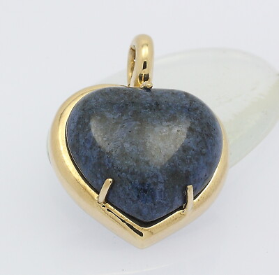    Hals Ketten Herz Anhänger in 9 kt 9k 375 er Gelb Gold mit Lapislazuli Lapis  