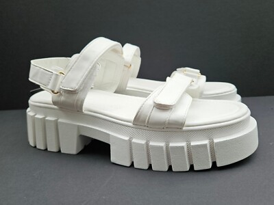 Forever 21 women monolith chunky heel sandals white size 10